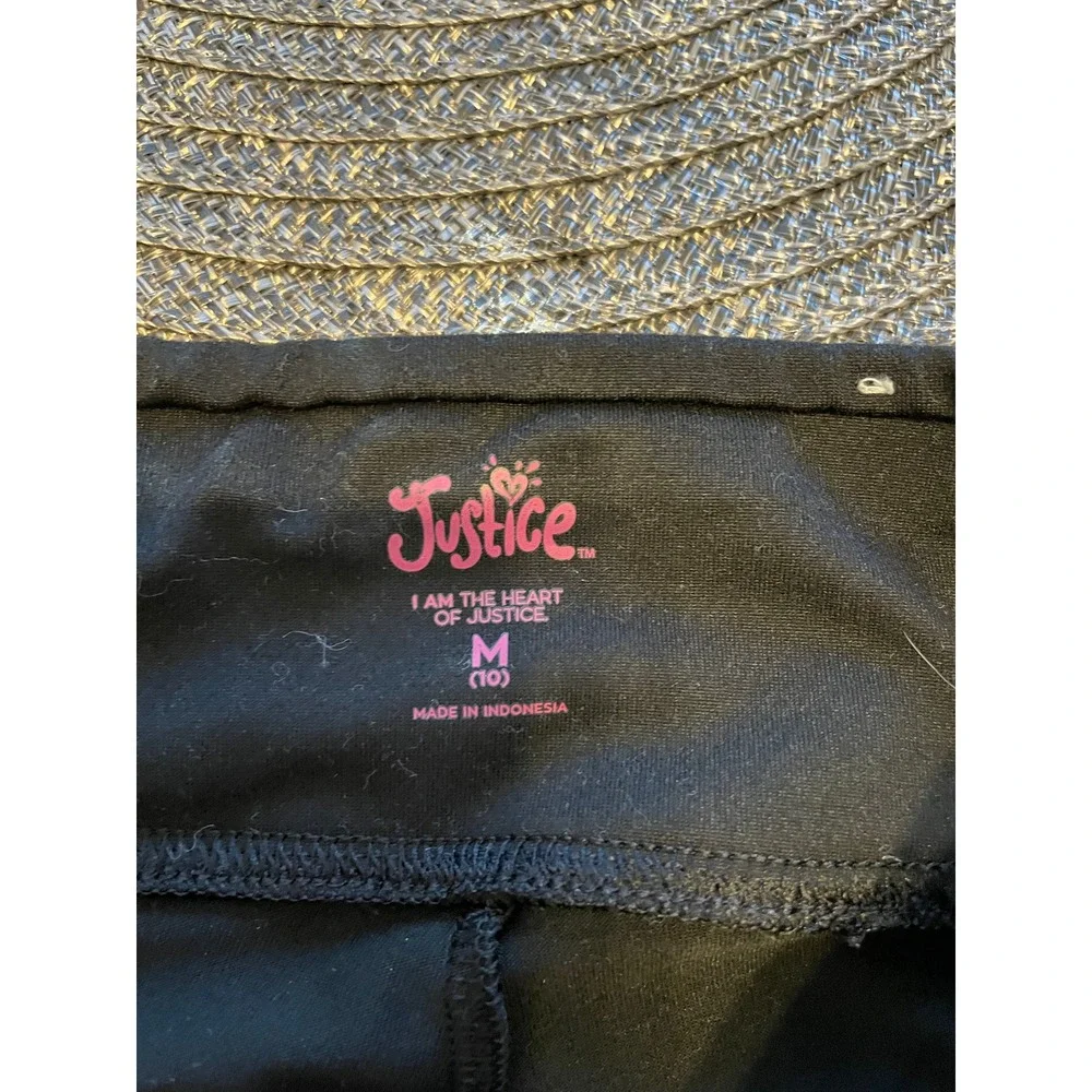 Justice Sport Girls Leggings Size 10 M Black Gold White Colorblock Activewear